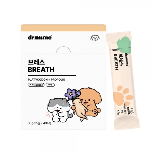 페오펫몰,[NEW 파우더] 닥터뮨 브레스 강아지 고양이 기관지 영양제 켁켁 기침 호흡기 40p