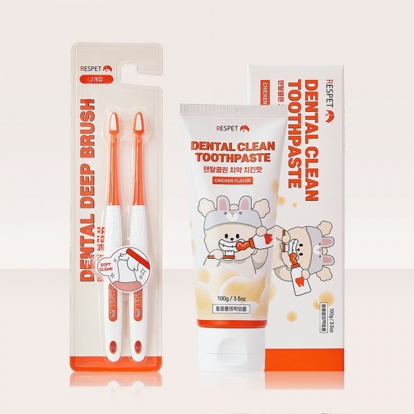 리스펫 강아지 효소 바르는 치약 칫솔 세트 초극세사모 입냄새 100ml + 칫솔 2P