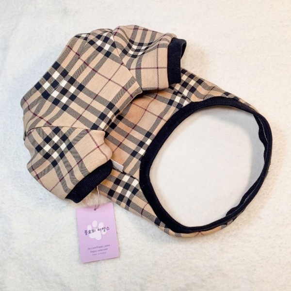 페오펫몰,[감사특가]체크안기모 스판티셔츠,강아지옷,스웻셔츠,애견옷,퍼스카프,채크리본