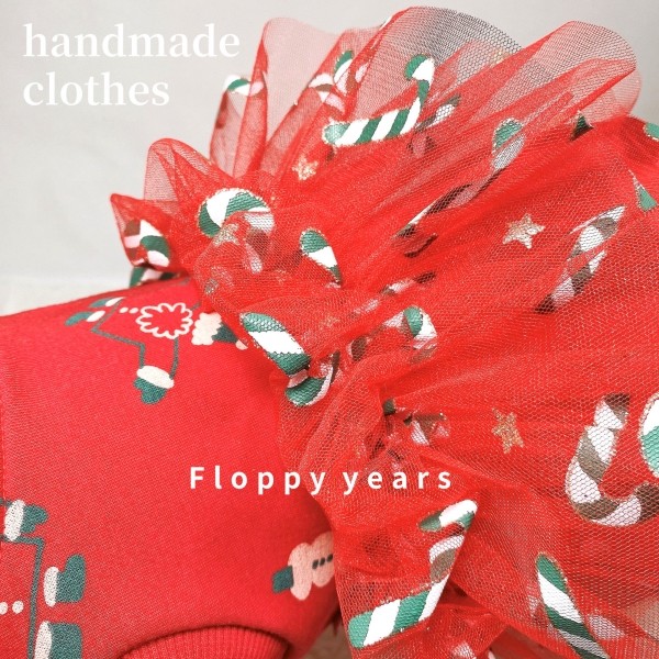 페오펫몰,[감사특가]플로피이얼스,크리스마스 레드켄디 강아지드레스,애견원피스