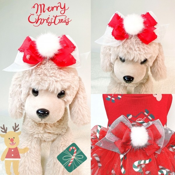 페오펫몰,[감사특가]플로피이얼스,크리스마스 레드켄디 강아지드레스,애견원피스