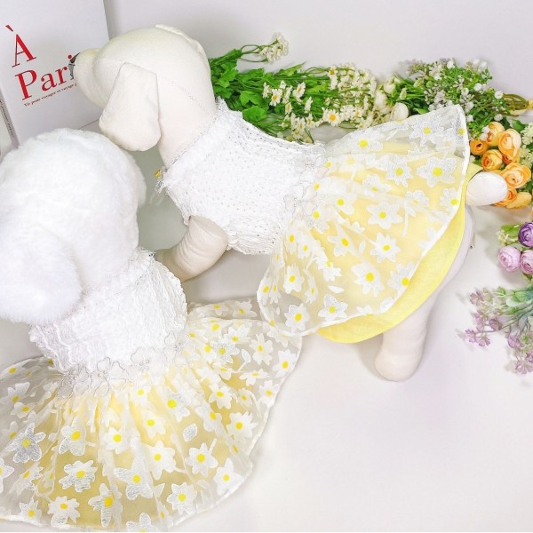 페오펫몰,[새해특가]플로피이얼스,카밀리아 화이트드레스,강아지원피스