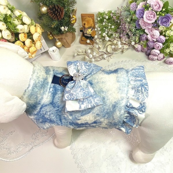 페오펫몰,[감사특가]플로피이얼스,중세프린트 플리스 강아지조끼,애견의류, 강아지겨울아우터,겨울플리스점퍼