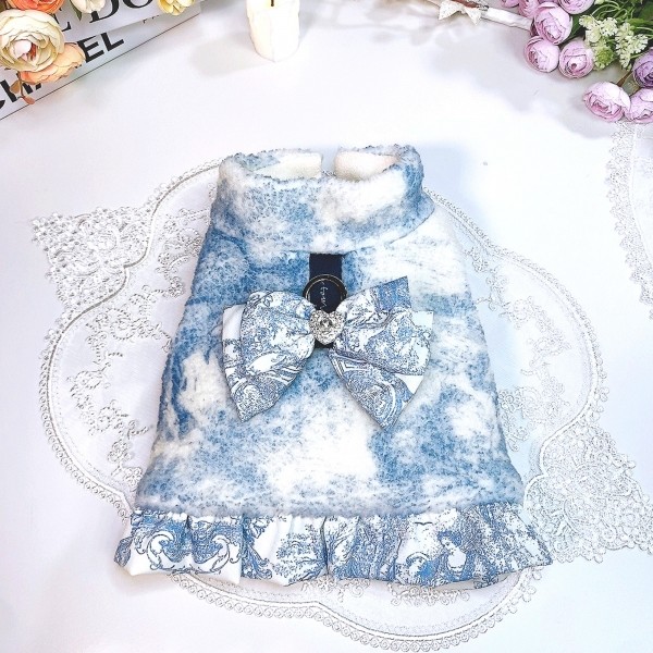 페오펫몰,[감사특가]플로피이얼스,중세프린트 플리스 강아지조끼,애견의류, 강아지겨울아우터,겨울플리스점퍼