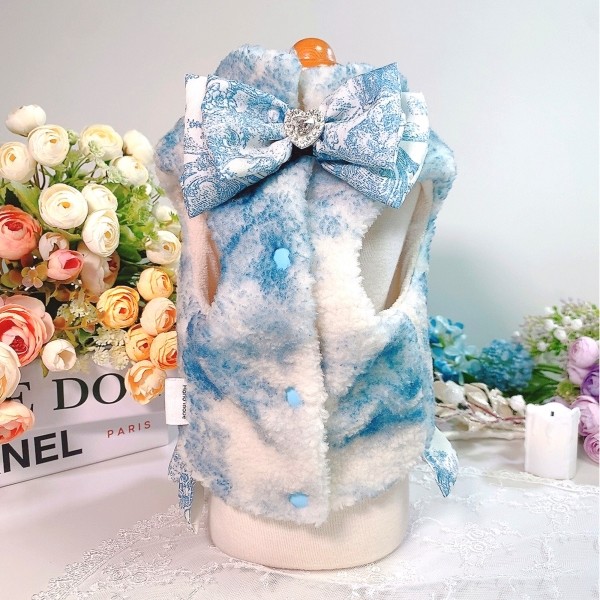 페오펫몰,[감사특가]플로피이얼스,중세프린트 플리스 강아지조끼,애견의류, 강아지겨울아우터,겨울플리스점퍼