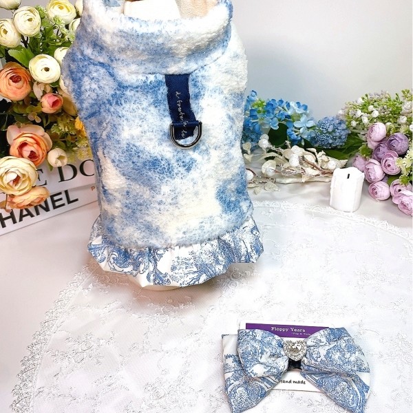 페오펫몰,[감사특가]플로피이얼스,중세프린트 플리스 강아지조끼,애견의류, 강아지겨울아우터,겨울플리스점퍼