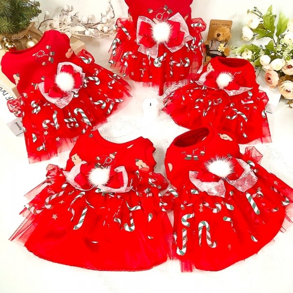 페오펫몰,[감사특가]플로피이얼스,크리스마스 레드켄디 강아지드레스,애견원피스