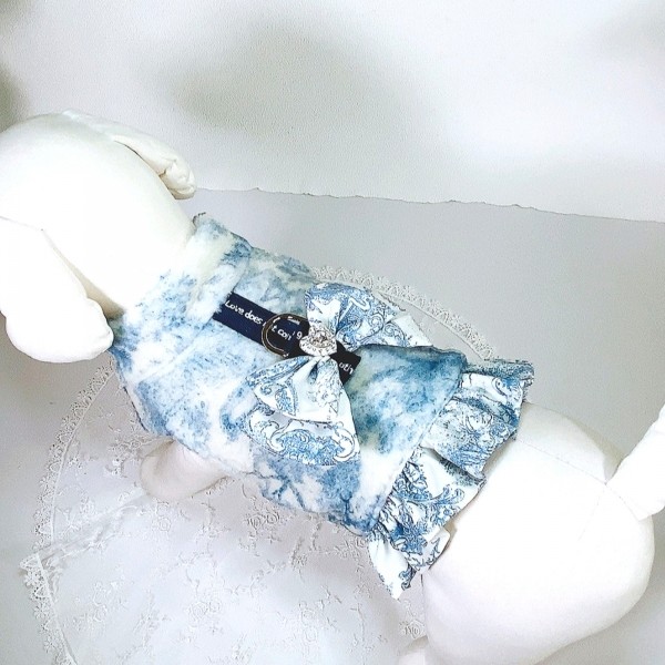 페오펫몰,[감사특가]플로피이얼스,중세프린트 플리스 강아지조끼,애견의류, 강아지겨울아우터,겨울플리스점퍼