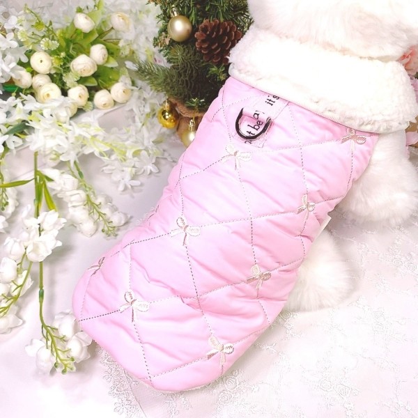 페오펫몰,[감사특가]핑크허니 퀼팅패딩 강아지겨울옷, 강아지아웃터 패딩조끼,애견의류,D링,강아지패딩