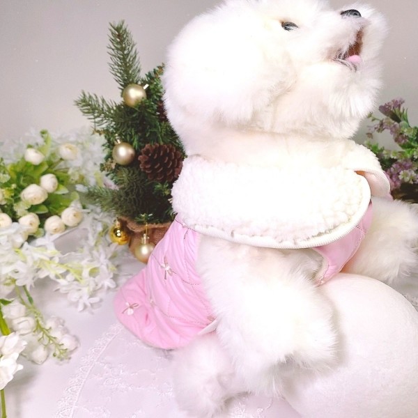 페오펫몰,[감사특가]핑크허니 퀼팅패딩 강아지겨울옷, 강아지아웃터 패딩조끼,애견의류,D링,강아지패딩