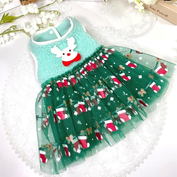 페오펫몰,[감사특가]플로피이얼스,크리스마스 강아지크리스마스 코스튬 양말 강아지튜튜드레스애견원피스