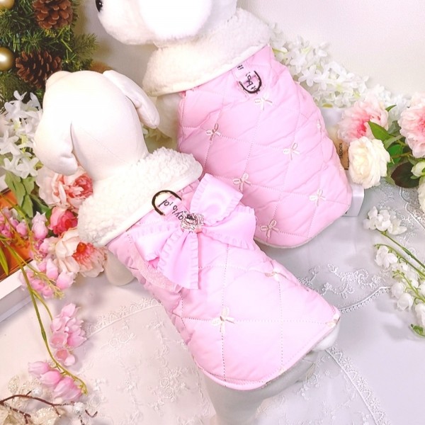 페오펫몰,[설날특가]핑크허니 퀼팅패딩 강아지겨울옷, 강아지아웃터 패딩조끼,애견의류,D링,강아지패딩