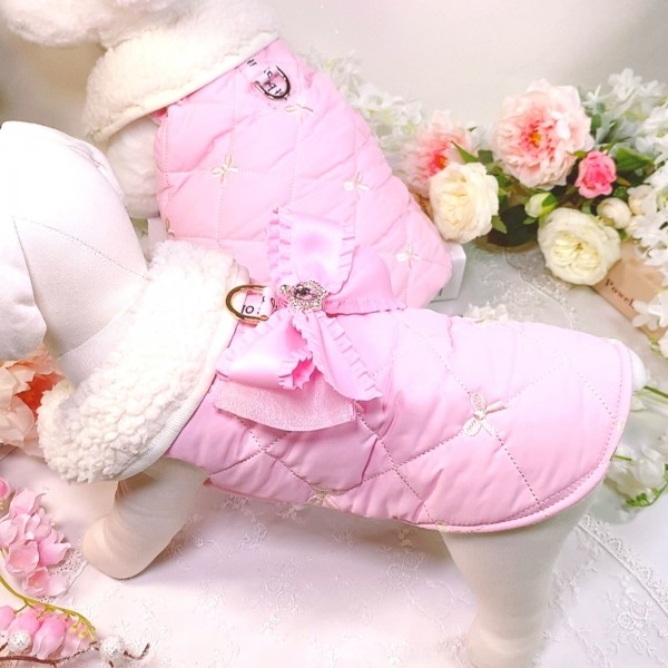 페오펫몰,[설날특가]핑크허니 퀼팅패딩 강아지겨울옷, 강아지아웃터 패딩조끼,애견의류,D링,강아지패딩