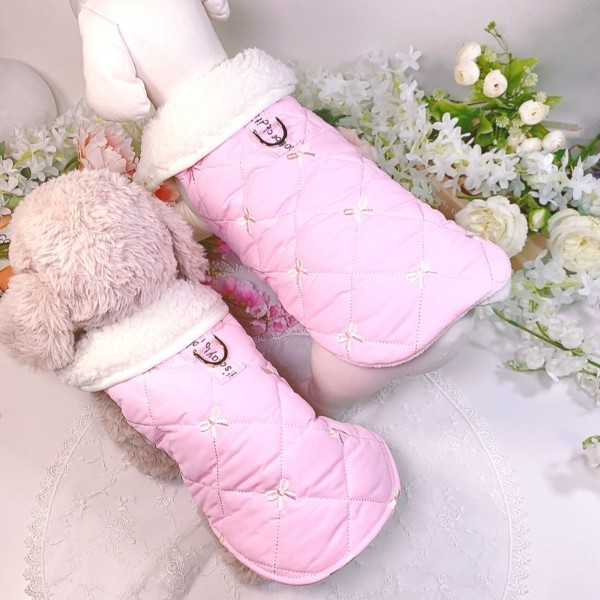 페오펫몰,[설날특가]핑크허니 퀼팅패딩 강아지겨울옷, 강아지아웃터 패딩조끼,애견의류,D링,강아지패딩