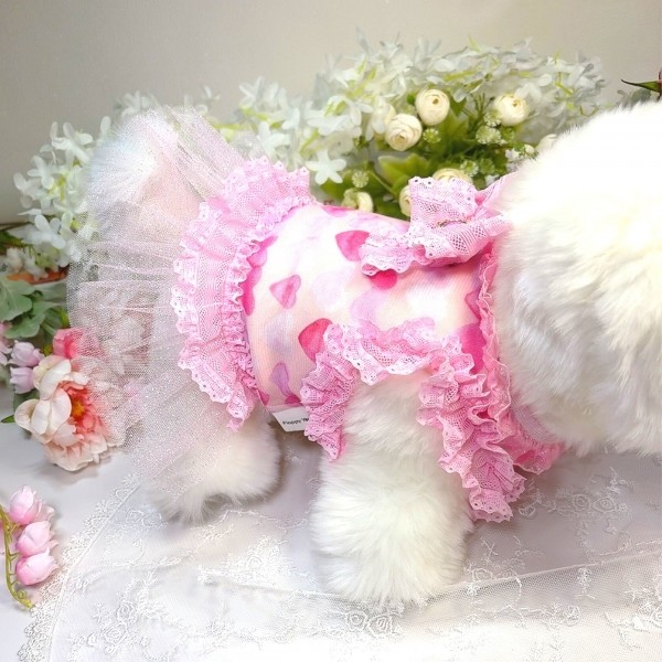 페오펫몰,[꽃길특가]하트샤샤 강아지드레스,강아지원피스,애견옷