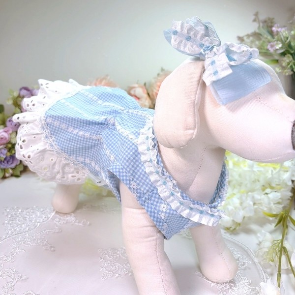 페오펫몰,플로피이얼스[꽃길특가]플로럴 레이스 ,강아지 드레스  원피스 헤어리본