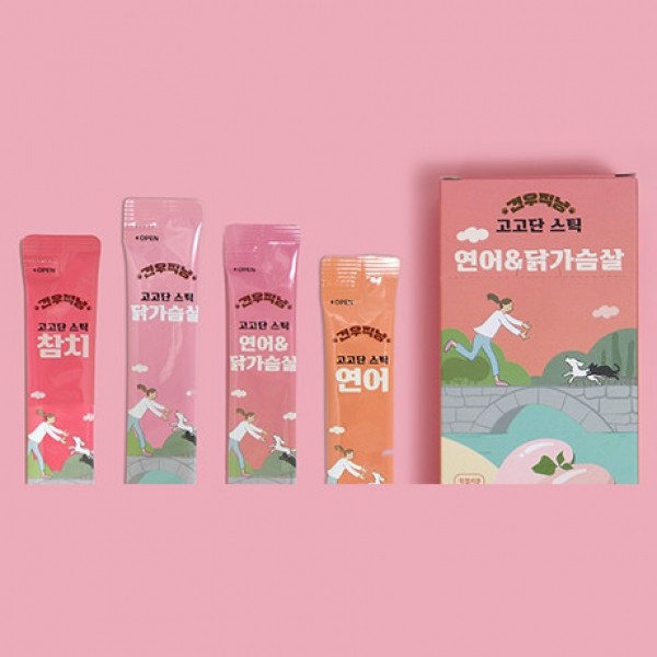페오펫몰,견우직냥 고고단스틱 4종 고양이 강아지 스틱간식 츄르 15g 10p