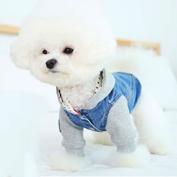 페오펫몰,개과천선 점프 인 진 후디 강아지 데님 후드티