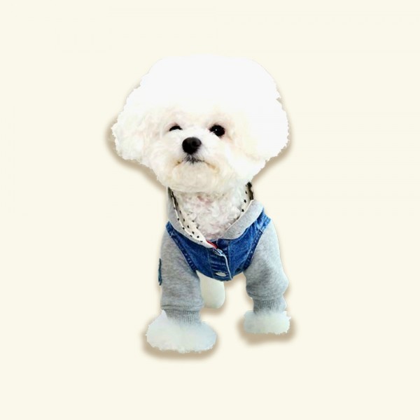 페오펫몰,개과천선 점프 인 진 후디 강아지 데님 후드티