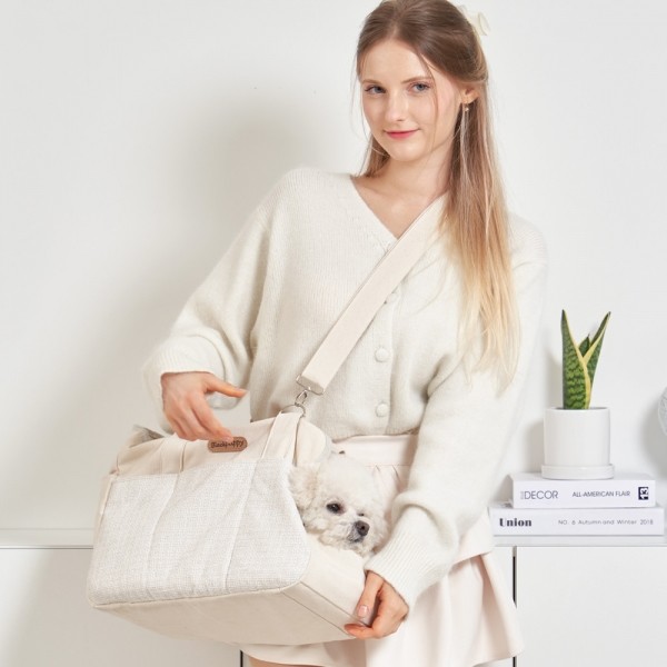 페오펫몰,개과천선 오브백 강아지 이동가방 아이보리