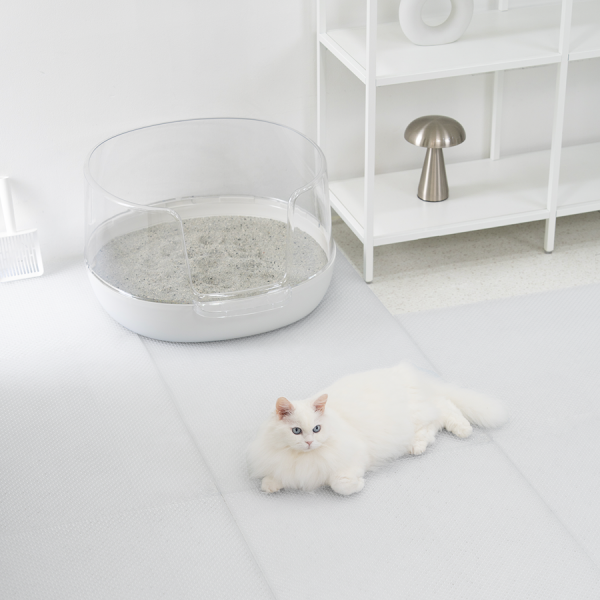 페오펫몰,[핏펫] 투명 캐치매트 고양이 화장실 사막화 방지 모래매트 (큐브/롱)