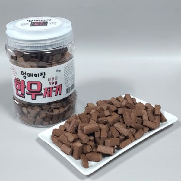 페오펫몰,멍메이징 국산 대용량 져키 가수분해 강아지 통 간식 황태 오리 연어 한우 콤보 1kg