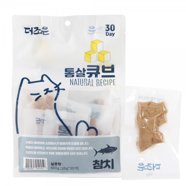 페오펫몰,더조은 고양이 닭가슴살 통살 큐브 20g x 30개 5종 [600g]