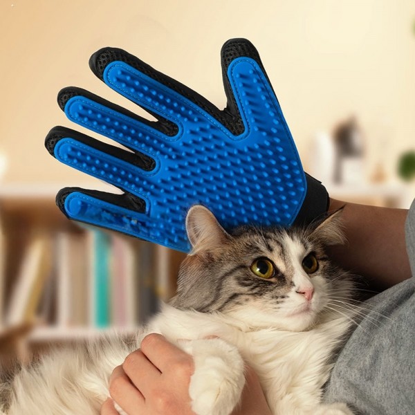 페오펫몰,딩동펫 반려동물 실리콘 그루밍장갑 + 원터치 하트 브러쉬 세트