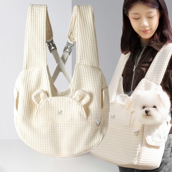 페오펫몰,딩동펫 반려동물 곰돌이 크로스 포대기 이동 앞가방