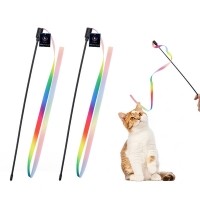 딩동펫 고양이 레인보우 리본스틱 낚시대 세트