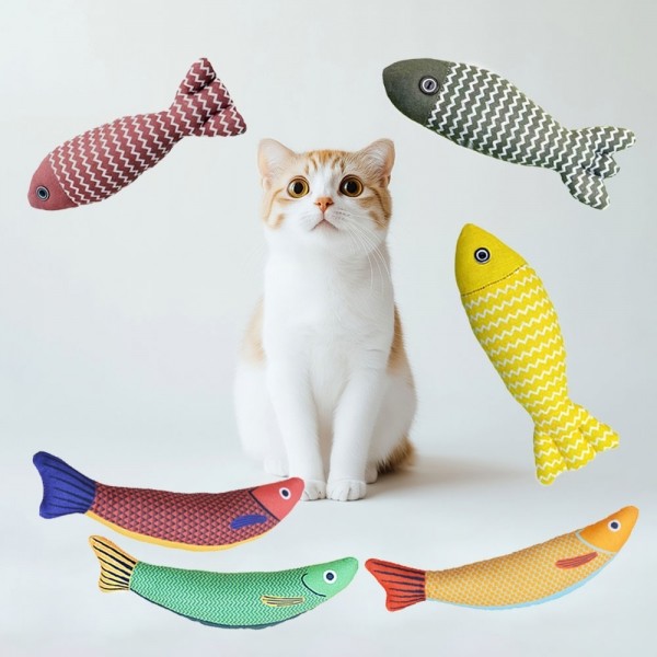 페오펫몰,딩동펫 고양이 통통 피쉬 캣닢 인형 3종 세트