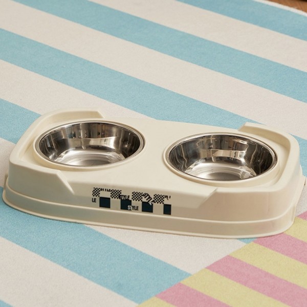 페오펫몰,딩동펫 반려동물 체크 더블볼 접이식 스텐 식기 2구
