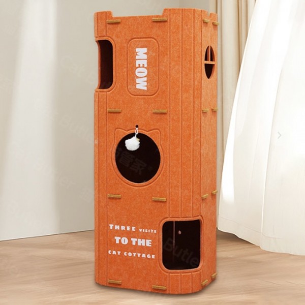 페오펫몰,딩동펫 고양이 3층 펠트 숨숨집 캣타워