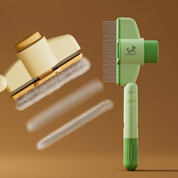 페오펫몰,딩동펫 반려동물 스틸 원터치 죽은털 브러쉬 2종 세트