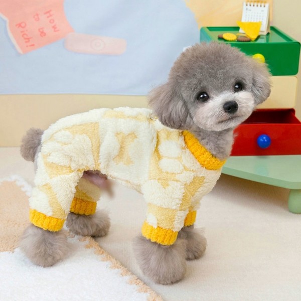 페오펫몰,딩동펫 반려동물 체크 하네스 올인원 털니트