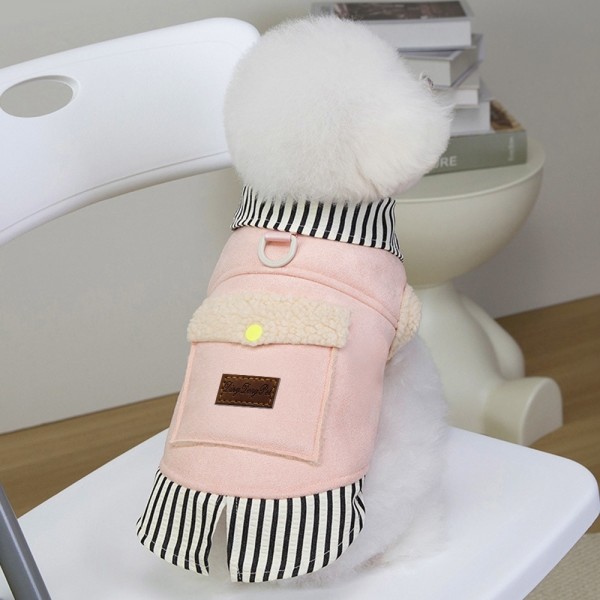 페오펫몰,딩동펫 반려동물 스트라이프 레이어드 포켓 무스탕