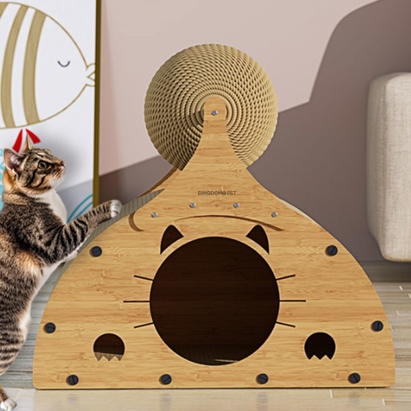 페오펫몰,딩동펫 고양이 사이잘 우드 스크래쳐 숨숨집 볼하우스