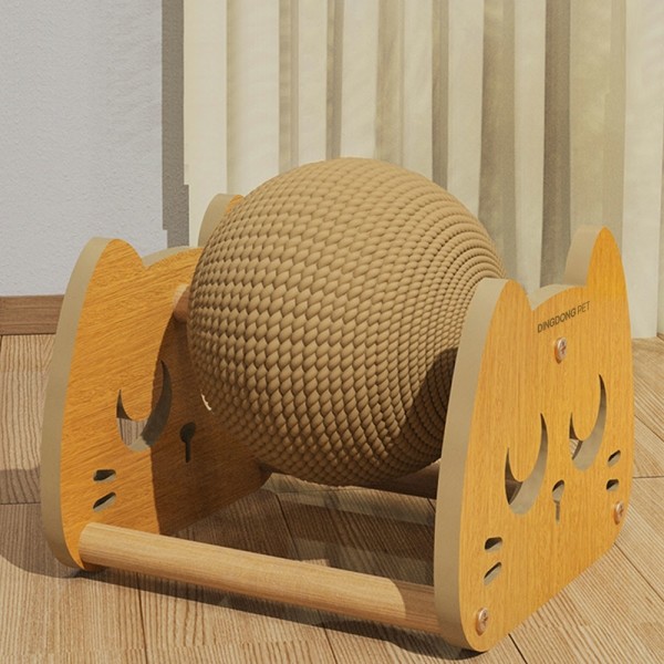 페오펫몰,딩동펫 고양이 사이잘 우드 스크래쳐 볼 공굴리기